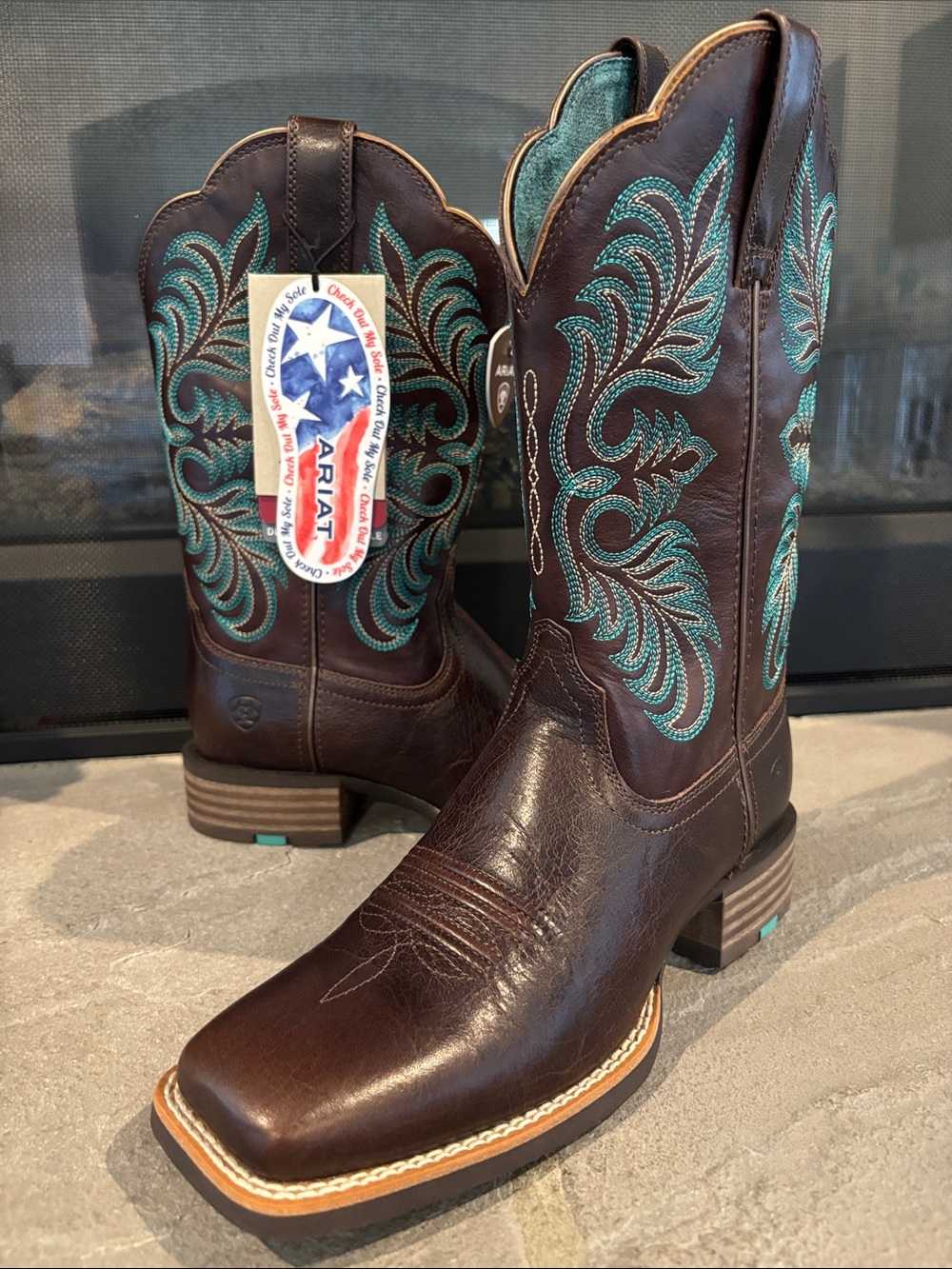 Ariat Gillette Arizona Brown Genuine Leather,horseman,wide,square,tread,Western
